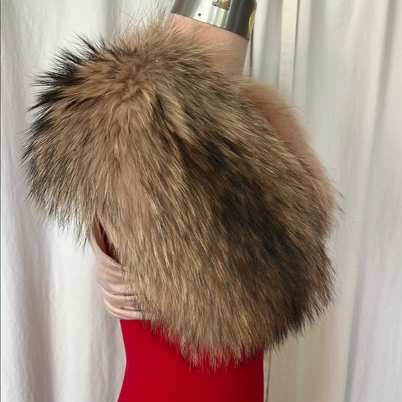 Alice & Olivia Raccoon fur Bolaro  shrug dusty pink black brown S/P - Picture 4 of 13